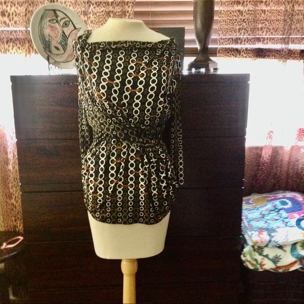 3/4 sleeved printed ruched top